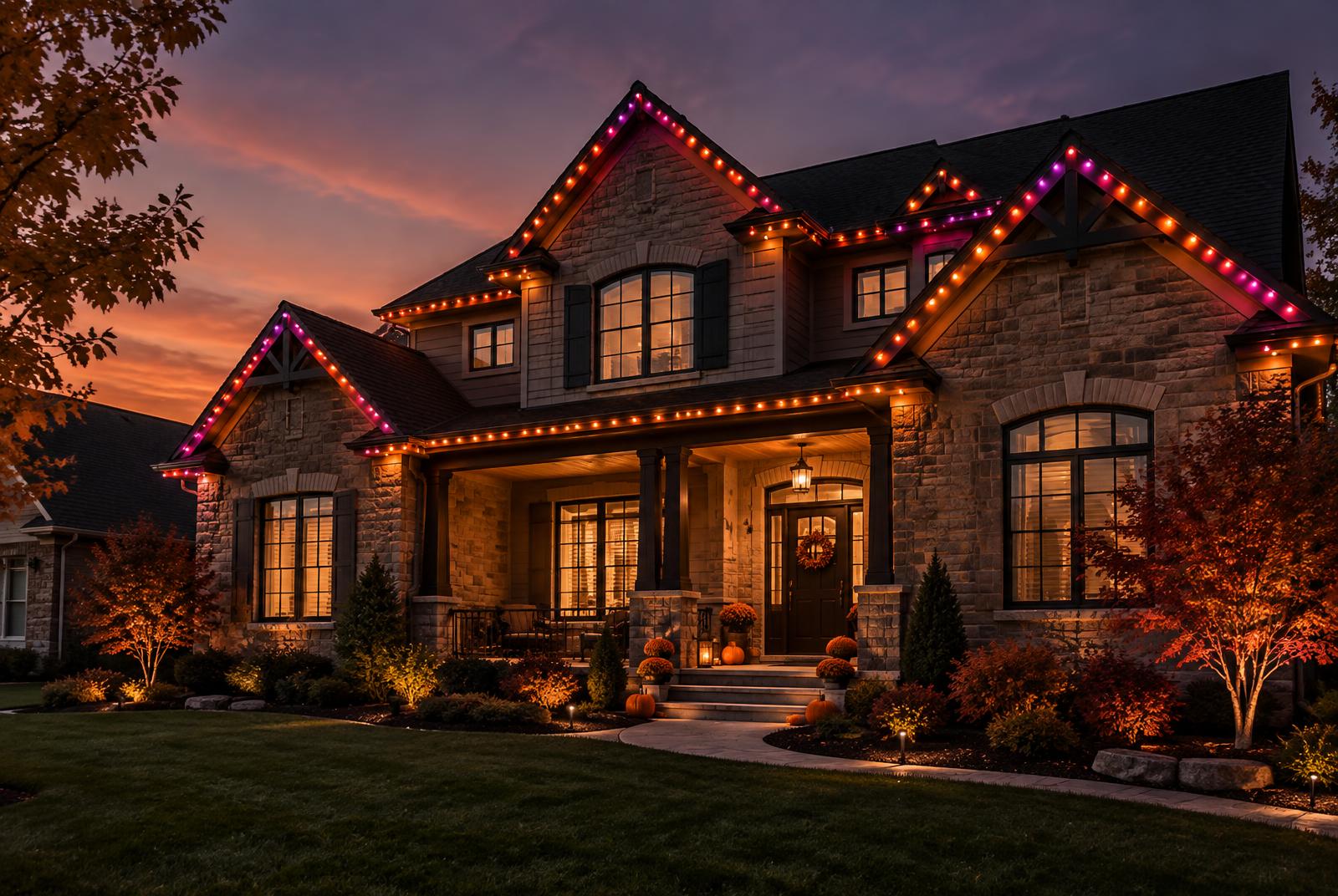 Permanent lights set for an elegant Halloween display